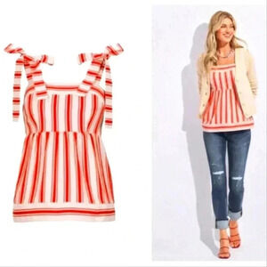 CAbi Brunch Orange Awning Stripe Top